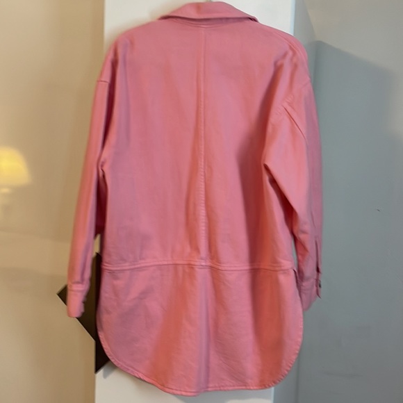 Barbie pink Zara oversize denim button down shirt jacket Sz Xsmall - Picture 4 of 8